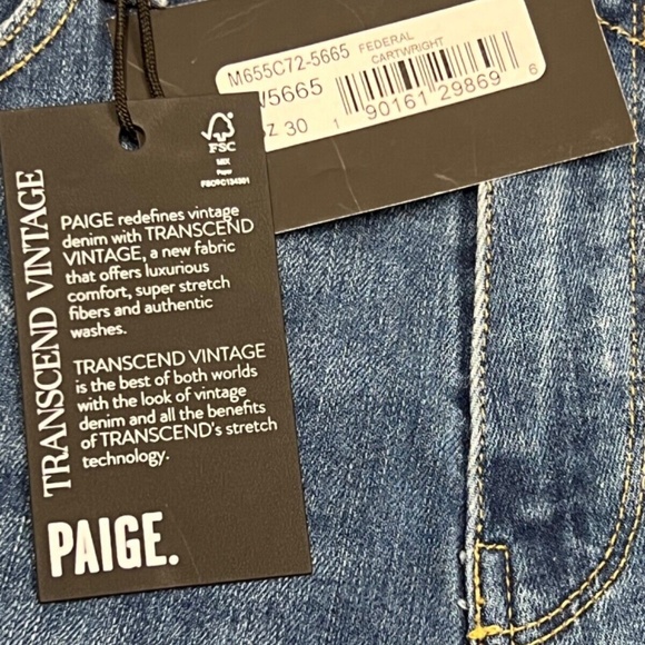 Paige Jeans Men 30 Blue Denim Transcend Vintage Federal Cartwright Slim Straight - Picture 6 of 16